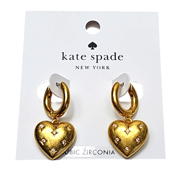kate spade Jewelry - Kate Spade My Precious Gold Heart Huggies Earrings